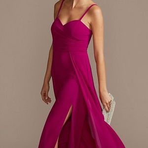 Formal Long Slit Wide-Leg Chiffon Jumpsuit